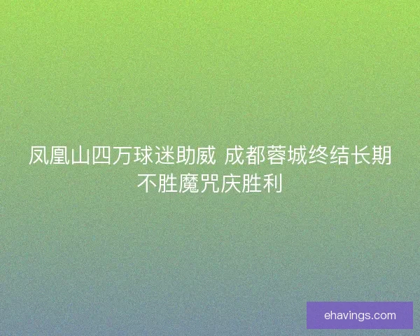 凤凰山四万球迷助威 成都蓉城终结长期不胜魔咒庆胜利